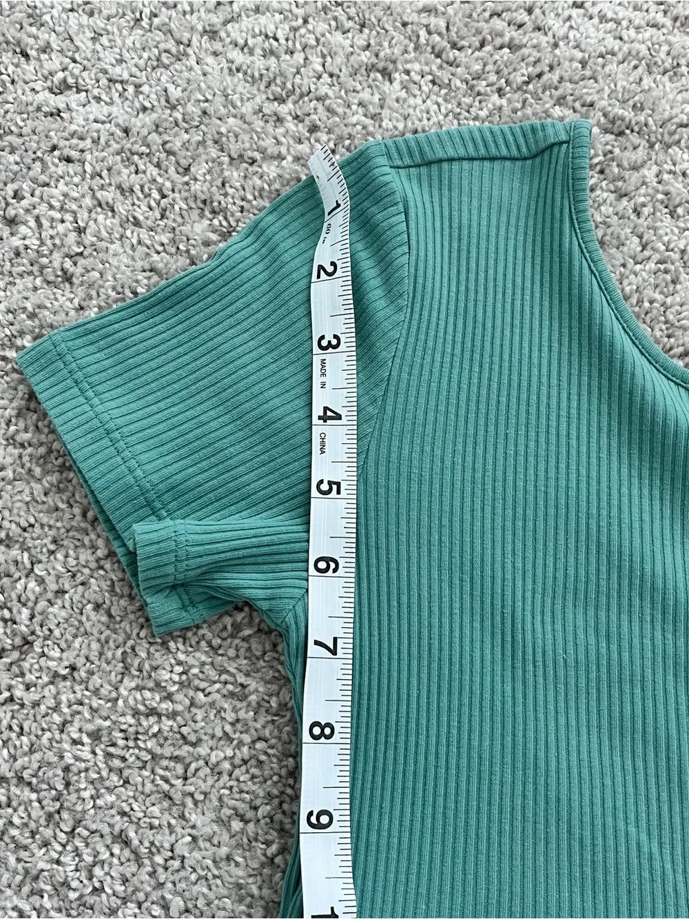 Old Navy Teal Ribbed Short-Sleeve A-Line Kids Dress